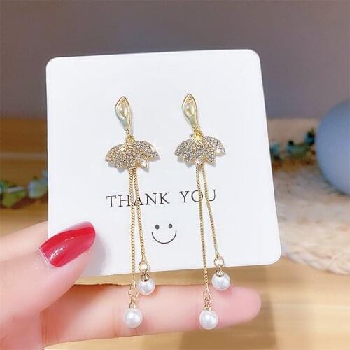 Tassel Drop Earrings Bow-Knot Dangler Rhinestone Flower Alphabet Beaded Pearl Earrings Earrings Women Girl Gifts For Friends