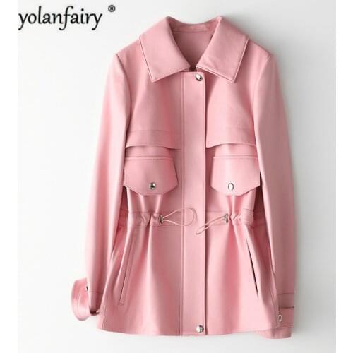 Genuine Leather Jacket Women Pink Spring Autumn 100% Sheepskin Coat Korean Womens Leather Jackets 2020 HQ20-LZJ2020-1A KJ4642