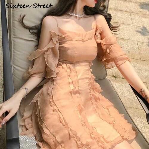 Women Dresses Summer 2021 Sexy Fairy French Vestidos Y2k Aesthetic Vintage Kawaii Korean Fashion Clothing Female Casual Sweet