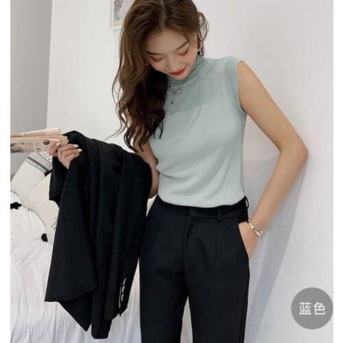 Women Sexy Top Multicolor Sleeveless Summer Sexy Round Collar Vintage Tank Top Femme Feme