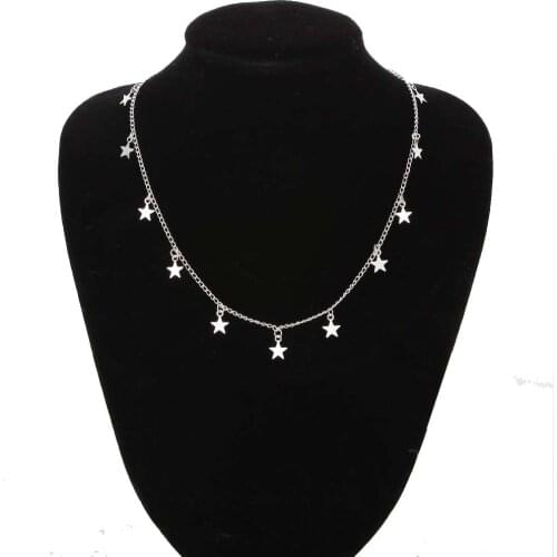 European And American Style Womens Necklace Simple Clavicle Chain Personality Five-pointed Star Love New Gift Wholesale