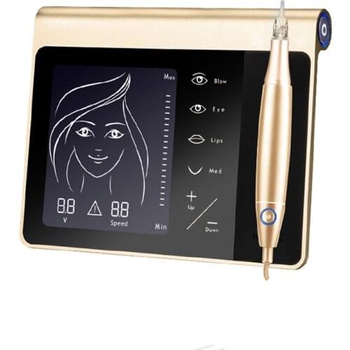 1 Set Touch Screen Rechargeable Battery Permanent Makeup Machine Kit Eyebrow Lip Eyeliner Machine With Cartridge Needles