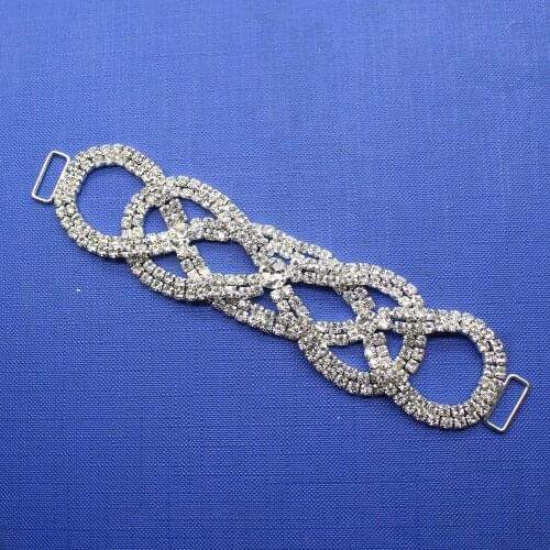 1pcs/lot 140mm Chinese knot Silver Bikini Swimwear Connectors Charm Metal Chain Buckles Crystal Rhinestone Buckle For Swimwea