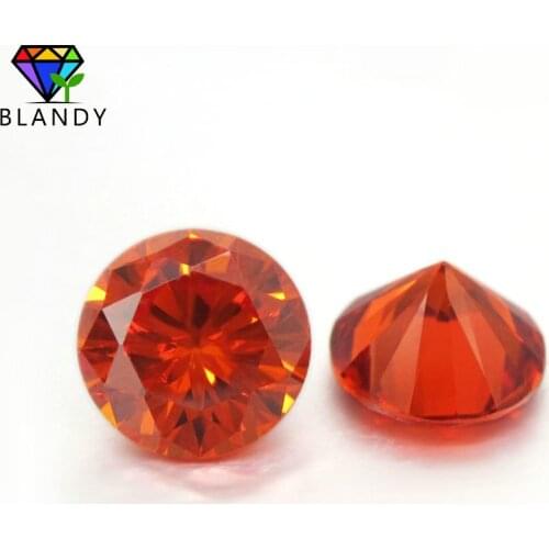 1000pcs 0.8mm~3.0mm Round Brilliant Cut Orange CZ Stone Loose Red Cubic Zirconia Synthetic Gems For Jewelry