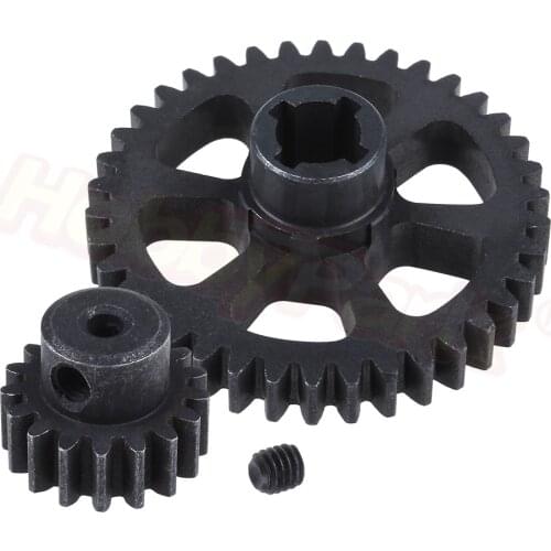 2pcs Steel Metal Diff Main Gear 38T & Motor Pinion Gear for WLtoys A959 A949 A969 A979 K929 1/18 RC Car Spare Parts Replacement
