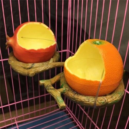 2019 Orange/ pomegranate Shaped Birds Feeder Pet Feeders Food Container Drinking Bowls Parrot Birds Hamsters Feeder