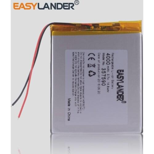 3pcs/lot 357590 3.7V 4000mah Lithium polymer Battery with Protection Board For PDA Tablet PCs Digital Products E-book DVR