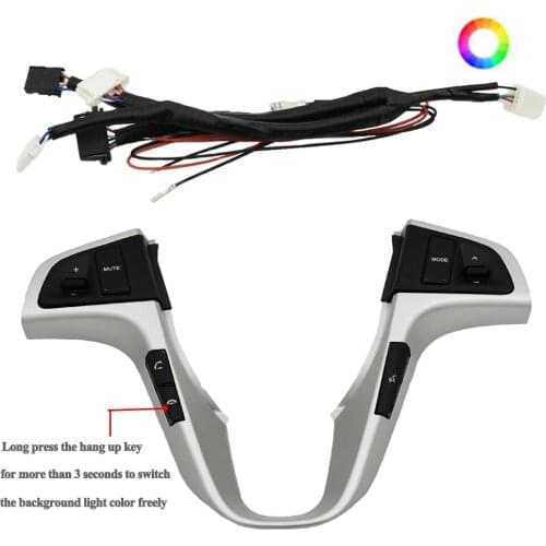 7-color backlight) Multifunction Button Steering Wheel For H yundai VERNA SOLARIS Audio Volume Music Control Buttons Switch