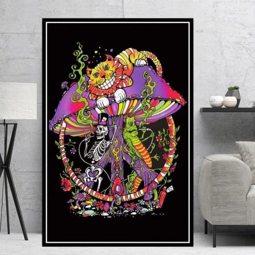 Trippy Visual Mushroom Mind Education Abstract Poster Print Psychedelic Magic Black Light Wall Art Canvas Painting Home Decor