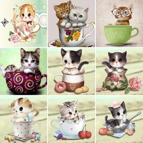 Full Square Drill 5D Diy Diamond Painting Cat 3D Diamond Embroidery Animal Rhinestone Mosaic Art Cross Stitch Wall Handmade Gift