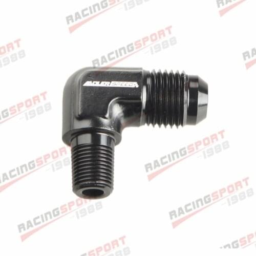 AN6 6AN AN-6 Male To 1/8" NPT Male 90 Degree Aluminum Fitting Adapter Black