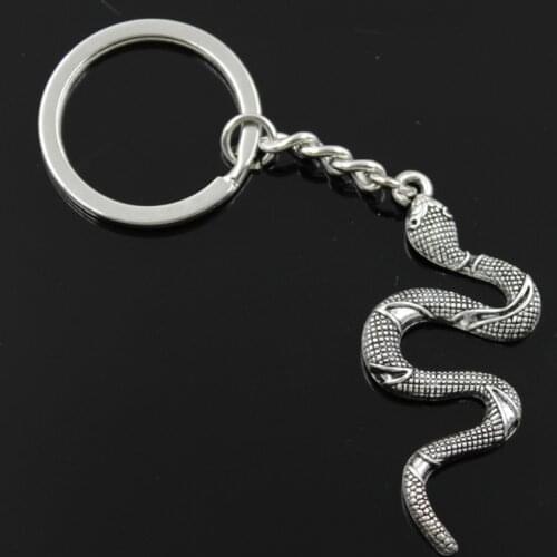 New Fashion Men 30mm Keychain DIY Metal Holder Chain Vintage Snake Cobra 53x23mm Silver Color Pendant Gift