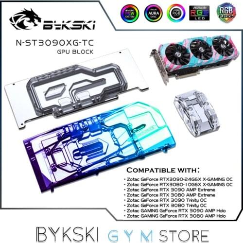 Bykski GPU Active Backplate Block For ZOTAC RTX 3090 GAMING OC PCB Backside Memory(VRAM) Double VGA Cooler M/B RGB N-ST3090XG-TC