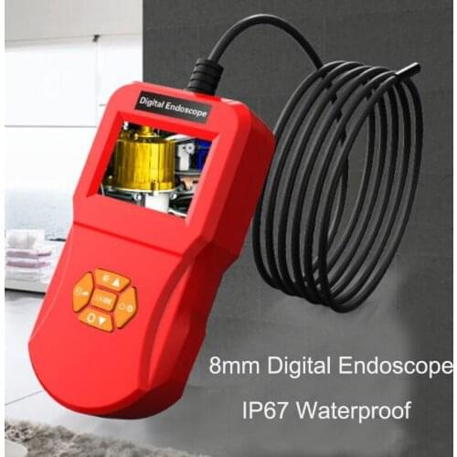 2.4inch IPS Screen Digital Endoscope 8mm HD Lens Industrial Borescope Inspection Waterproof Pipe Mini Camera 8 Adjustable LED