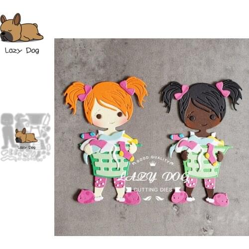 Girl holding laundry basket Metal Cutting Dies Scrapbooking Stencil DIY Craft Embossing Die Cuts Card Making New Dies For 2021
