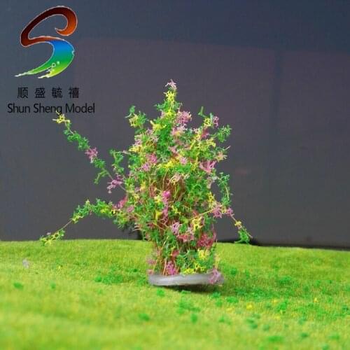 DIY Model Design For Grass Model Flower Flock Purple & Green And Yellow Color 13 H:4cm