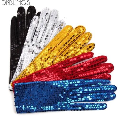 DKBLINGS Group performance glove for children multicolors kids sequins glove street dancing glove 17.5x7cm