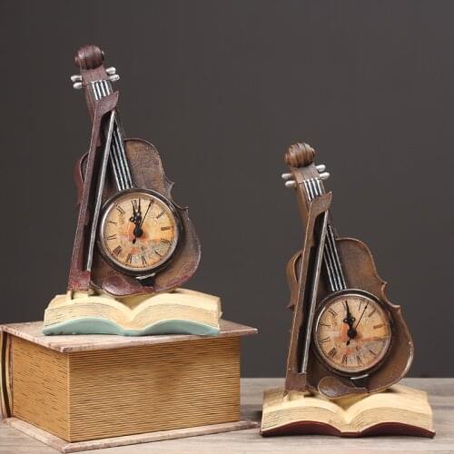 Home Books Violin Clocks and Watches Decoration Office Living Room TV Cabinet Desktop Decorations Desk Clocks Clocks