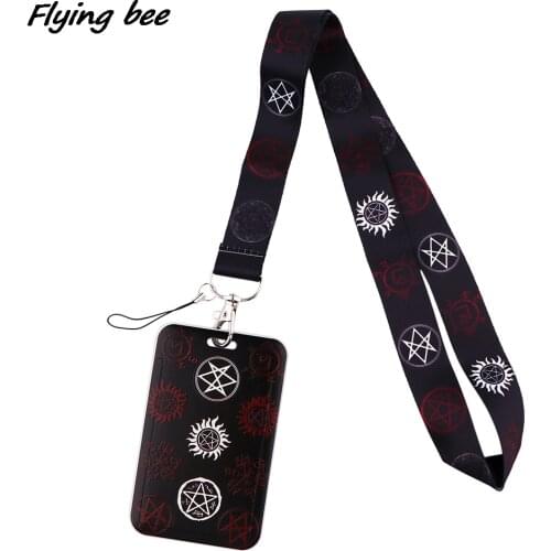Flyingbee X1756 TV Supernatural Rune Lanyard Credit Card ID Holder Bag Student Women Travel Bank Bus Business Card Cover Badge
