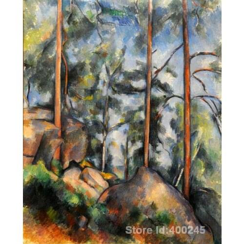 Artwork of Paul Cezanne Pines and Rocks Fontainebleau c. art reproduction paintings handmade High Quality
