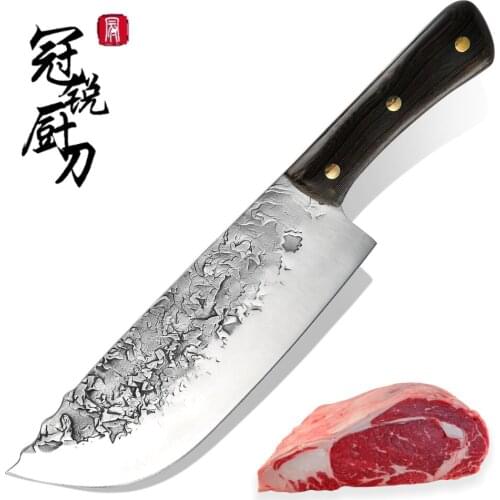 Hand Forged Butcher Knife 7.5 Inch High Carbon Steel Meat Vegetable Cleaver Full Tang Kitchen Camping BBQ Dropshipping Service