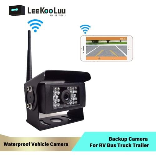 LeeKooLuu Car Backup Camera Heavy Duty 28 LED IR Night Vision Waterproof Vehicle Rearview Camera 12/24V For RV Bus Truck Trailer