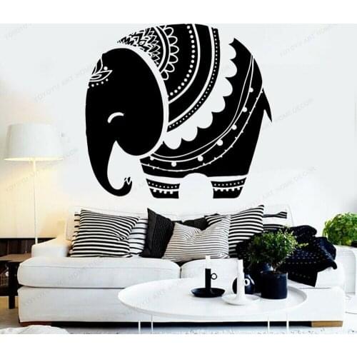 Mandala Baby Elephant Kids Room Wall Sticker Home Decoration Vinyl Wall Decal Kids Room Nursery Room Wall Mural WU244