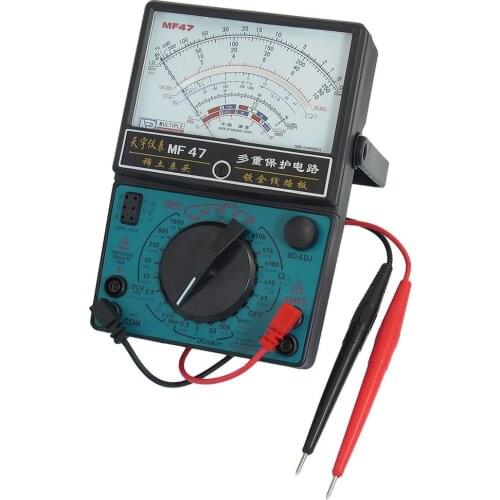 MF47 50uA-500mA DC AC Voltmeter Ohmmeter Ohm Amp Analog Multimeter w Probe Leads