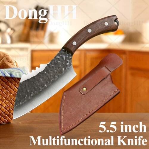 5.5 Inch Multifunctional Knife Damask Stainless Steel Kitchen Knives Fish Scaler Scraper Bucther Meat Cleaver Cooking Tools