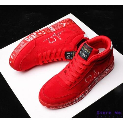 Fashion Mens Black Sneakers Red Rubber Bottom Sneakers Keep Warm Plush Flat Lover Shoes Autumn Winter Men Shoes Trainers