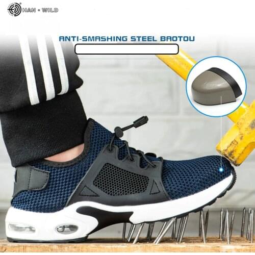 Men Safety Work Shoes Mens Outdoor Steel Toe Footwear Boots Indestructible Air Breathable Puncture-Proof Work Sneakers