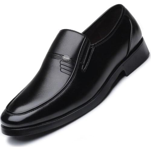 Size 38-48 2019 Black Men Leather Shoes Mens Dress Shoes Men Quality Formal Slip On Office Wedding Shoes Men Loafers Dad Shoe