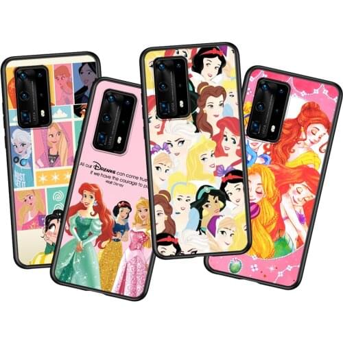 Disney cute princess Soft TPU Silicone For Huawei P40 P30 P20 Pro P10 P9 P8 Lite RU E Mini Plus 2019 2017 Black Phone Case