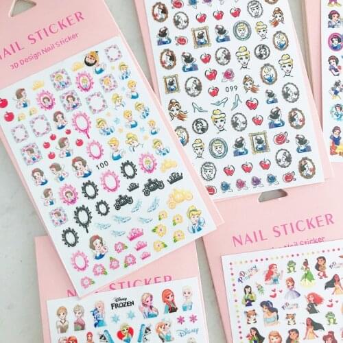 Girly Nail Stickers Cartoon Cute Disney Princess Series Frozen Snow White Self-adhesive Student Children DIY Hand Account