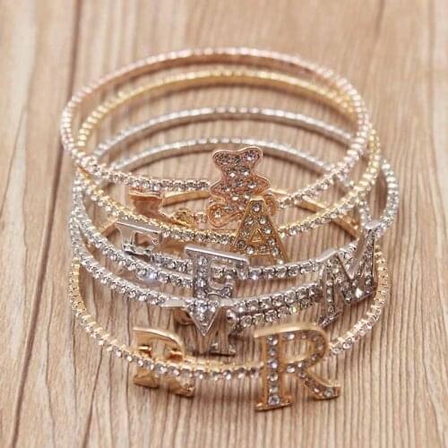 New arrived simply delicate bangles gold/rose gold/silver color bracelet high-quality letter design popular selling jewelry cute