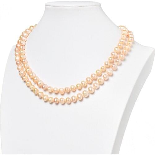 Orange 8-9&7-8mm Freshwater Natural Pearls Making Diy Charm Necklace 19inch Suitable For Ladies Party Accessories H478