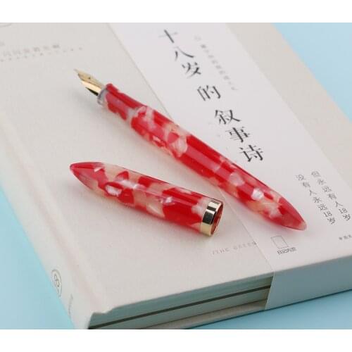 Moonman S1 Kio Fish Red Acrylic Resin Fountain Pen Iridium Extra Fine / Fine Nib 0.38 / 0.5mm Writing Ink Pen with Gift Box Set