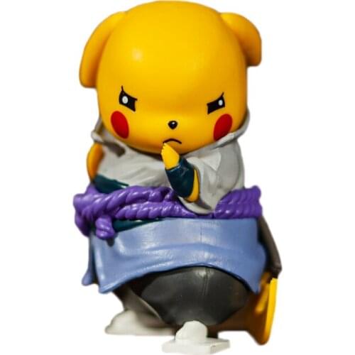 Pokemon Pikachu Cosplay Uchiha Sasuke PVC Action Figure Model Naruto Shippuden Cute Anime Figures Figurine Dolls Kids Toys Gifts