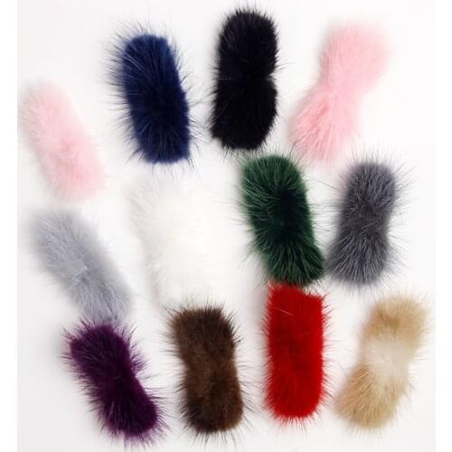2pcs 3*7cm Imitation Mink Pompoms Bowknot For Sewing On Knitted Scarf Shoes Hats Fur Patches Diy Crafts Hair Accessories