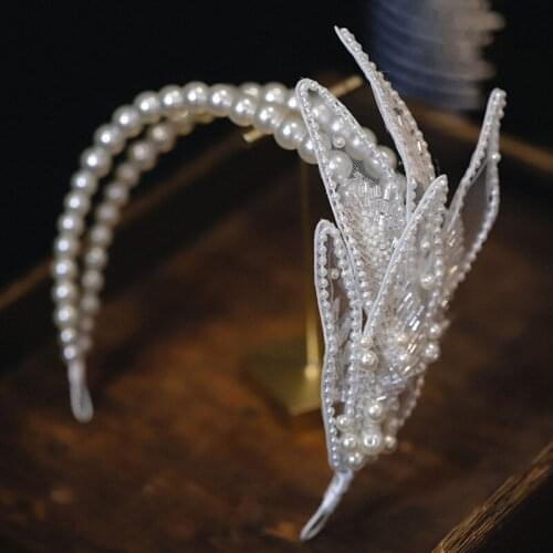 CC Hairband Headband Pearl Tiaras and Crowns Wedding Hair Accessories for Women Bridal Jewelry Charms Party Headwear Gifts AN60