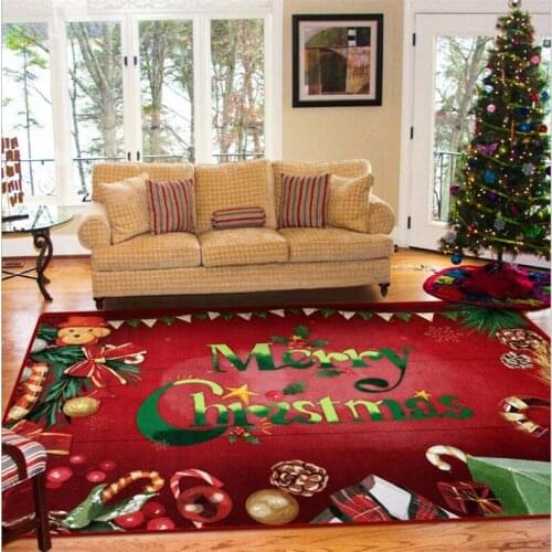 Merry Christmas Rug Soft Flannel 3D Printed Rugs Parlor Mat Area Rugs Anti-slip Large Carpet Rug Living Room Decor D-001