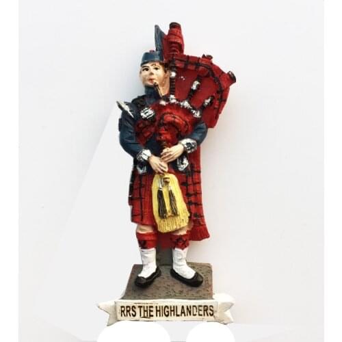 RRS the hightlanders British Bagpipes Tartan Skirt World Tourist Souvenirs 3D Magnetic Refrigerator Stickers Resin Crafts
