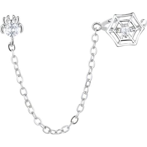 Luckydays 1pcs Ear Cuff Chain Ear Bone Clip on Earrings Black Spider Web Tassel Earrings For Women Jewelry New Earcuff