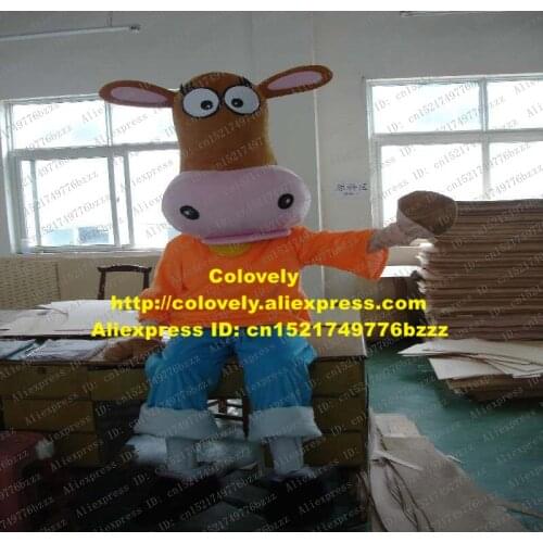 Cute Colorful Donkey Hippo Mascot Costume Mascotte Behemoth Burro Hippopotamus With Orange Coat Blue Pants No.1472 Free Ship