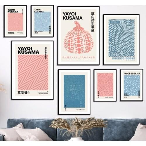 Nordic Abstract Posters And Prints Yayoi Kusama Pumpkin Polka Dot Wall Art Canvas Painting Wall Pictures For Living Room Decor