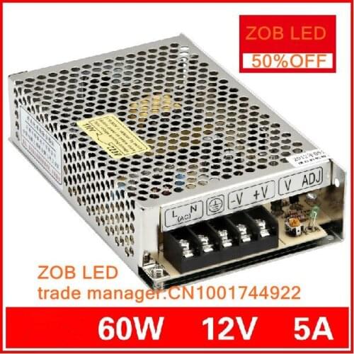60W 5A 12V LED Switching Power Supply,For LED Strip light,85-265AC input, power suply 12V Output in stocks--2PCS/LOT