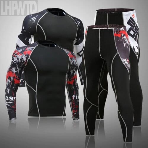 2021 mens thermal underwear set MMA tactics leggings Solid color clothing compress fitness long johns Men Winter Brands Men