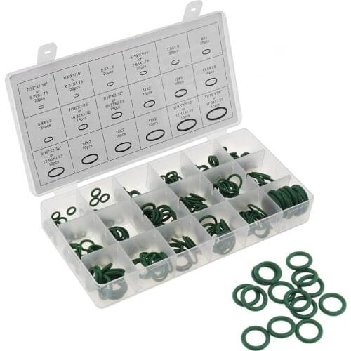 O rings High Temperature 270PC Rubber O ring Green Gasket Assortment Kit Seals Automotive Air Conditioning Refrigerant