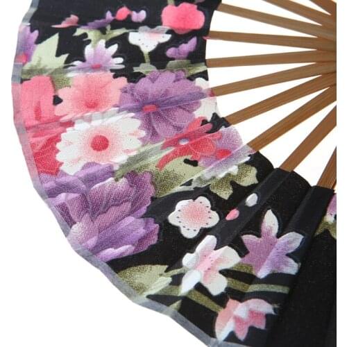 Japanese Flower Pocket Folding Hand Fan Round Circle Party Decor Gift