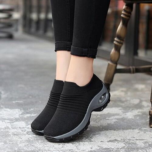 Women Tennis Shoes Breathable 5CM Height Increase Sports Sneakers Air Cushion Female Walking Sock Shoes Thick Bottom Platforms